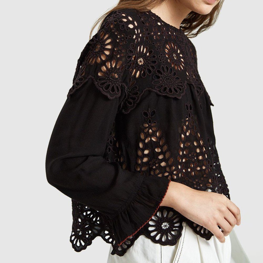 Need Supply Ganni Emile Lace Cutout Blouse 38 EU